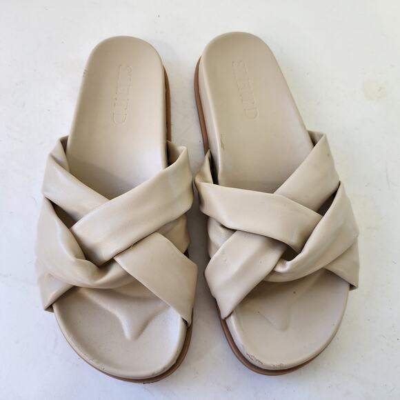 Silent D Helena Slide Sandals EU 37 US 7 Beige Crisscross Knot Slides - Picture 1 of 6